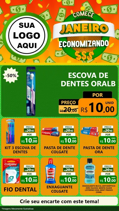 Modelo de Rede Social para Stories com o tema Comece Janeiro Economizando para Higiene Pessoal