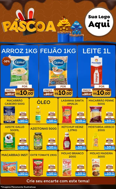Modelo de Encarte para Encarte Grande com o tema Páscoa para Supermercado