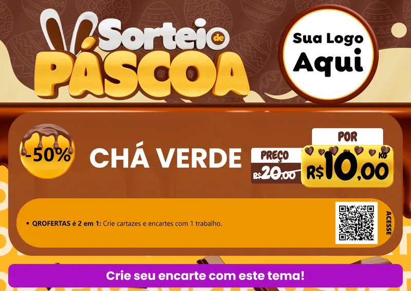 Modelo de Cartaz para Cartaz A4 Horizontal com o tema Sorteio de Páscoa para Produtos Naturais