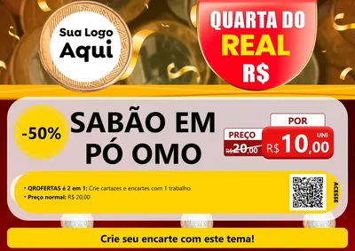 Modelo de Cartaz para Cartaz A4 Horizontal com o tema Quarta do Real para Produtos de Limpeza