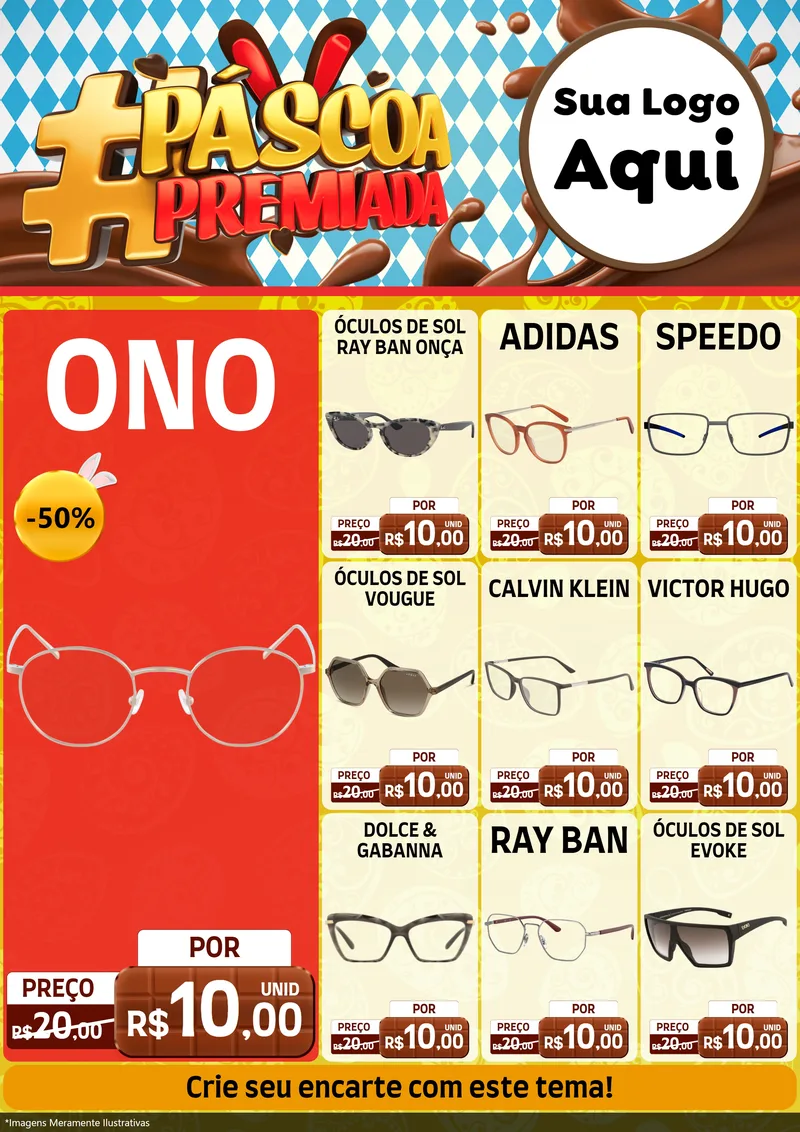 Modelo de Encarte para Encarte A4 Vertical com o tema Páscoa Premiada para Óticas