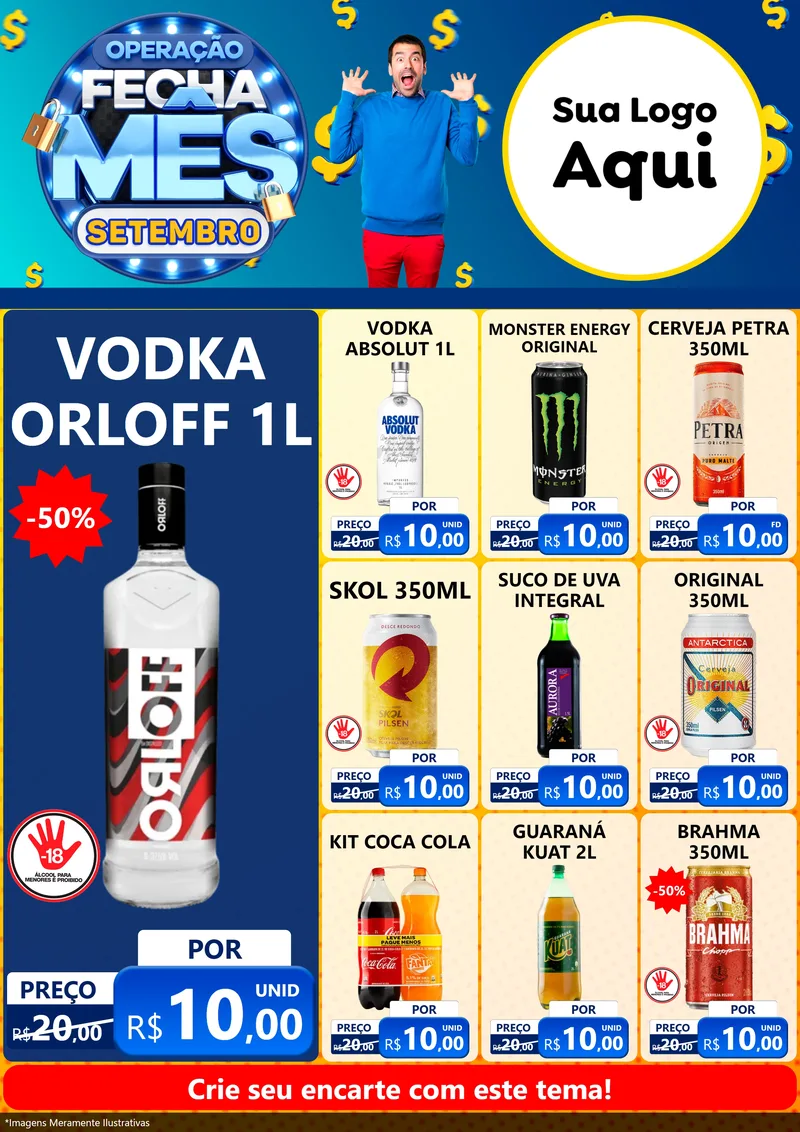Modelo de Encarte para Encarte A4 Vertical com o tema Operação Fecha Mês Setembro para Distribuidora de bebidas