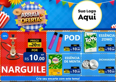 Modelo de Encarte para Encarte A4 Horizontal com o tema Arraiá de Ofertas para Tabacaria