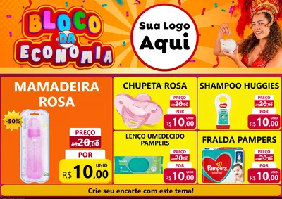 Modelo de Encarte para Encarte A4 Horizontal com o tema Bloco da Economia para Bebês