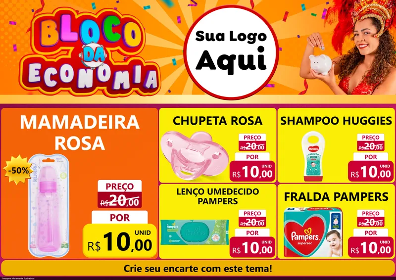 Modelo de Encarte para Encarte A4 Horizontal com o tema Bloco da Economia para Bebês
