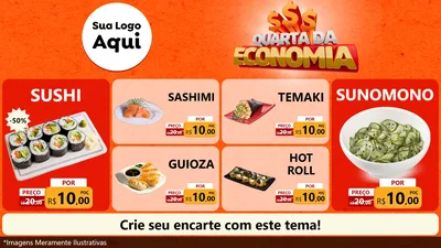 Modelo de TV para TV Horizontal com o tema Quarta da Economia para Comida japonesa