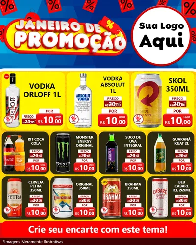 Modelo de Rede Social para Feed Instagram com o tema Janeiro de Promoção para Distribuidora de bebidas