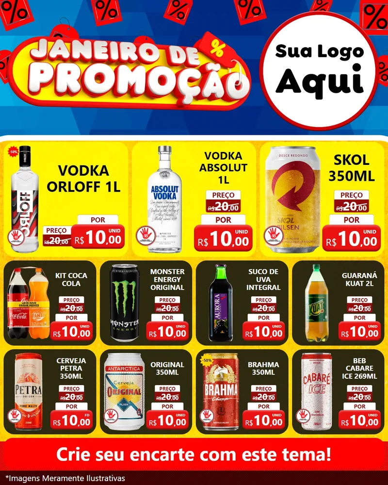 Modelo de Rede Social para Feed Instagram com o tema Janeiro de Promoção para Distribuidora de bebidas