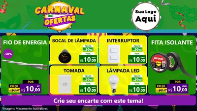 Modelo de TV para TV Horizontal com o tema Carnaval de Ofertas para Materiais Elétricos