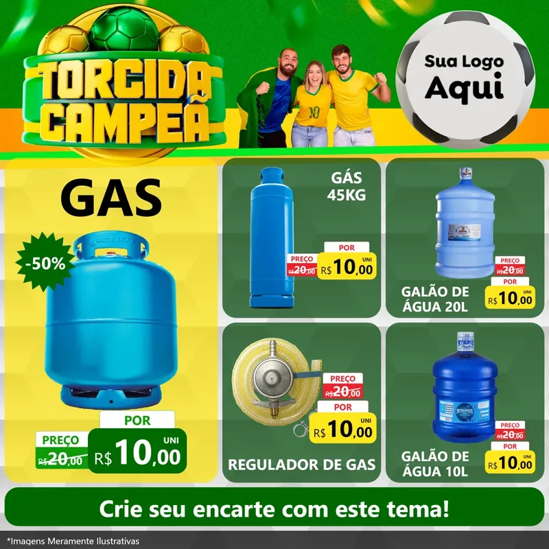 Modelo de Rede Social para Feed Facebook com o tema Torcida Campeã - Copa para Água e gás