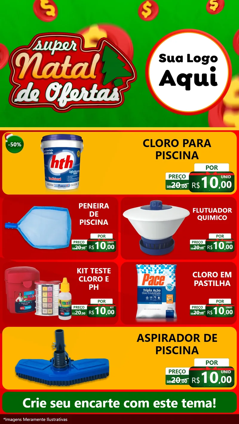 Modelo de TV para TV Vertical com o tema Super Natal de Ofertas para Produtos para Piscina