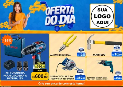 Modelo de Encarte para Encarte A4 Horizontal com o tema Oferta do Dia para Maquinas e Ferramentas