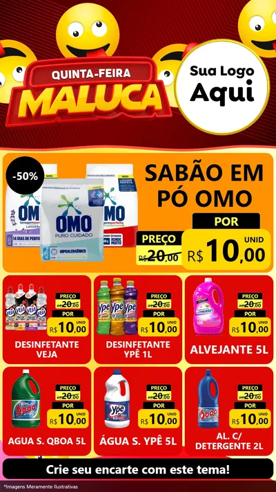 Modelo de Rede Social para Stories com o tema Quinta-feira Maluca para Produtos de Limpeza