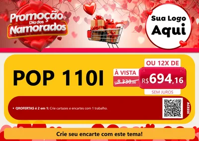 Modelo de Cartaz para Cartaz A4 Horizontal com o tema Promoção Dia dos Namorados para Concessionaria de Motos