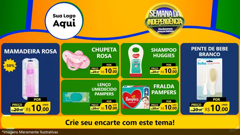 Modelo de TV para TV Horizontal com o tema Semana da Independência Declaramos Preços Baixos para Bebês