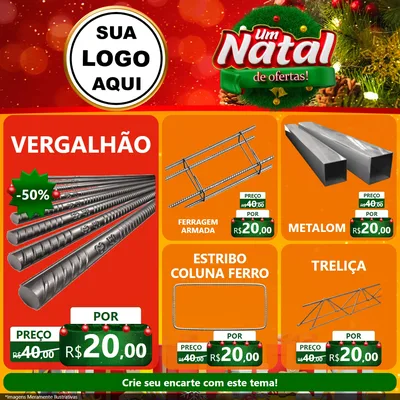 Modelo de Rede Social para Feed Facebook com o tema Um Natal de Ofertas para Ferragens