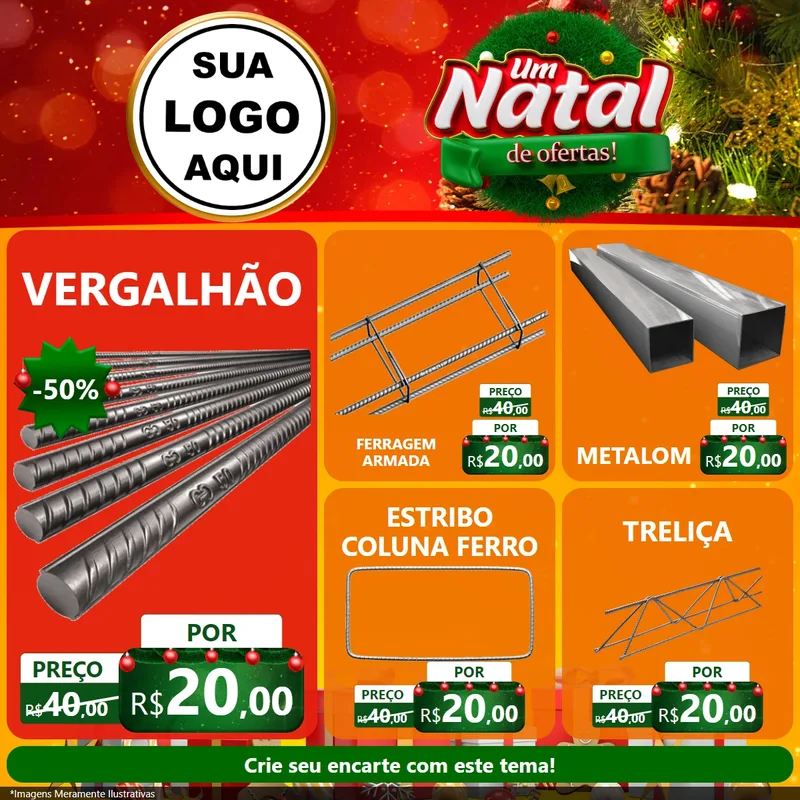 Modelo de Rede Social para Feed Facebook com o tema Um Natal de Ofertas para Ferragens