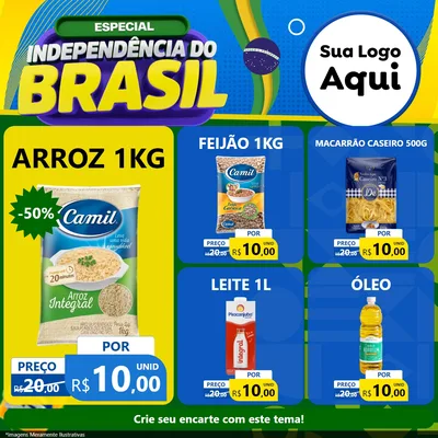 Modelo de Rede Social para Feed Facebook com o tema Especial Independência do Brasil para Supermercado