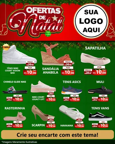 Modelo de Rede Social para Feed Instagram com o tema Ofertas de Natal para Calçados