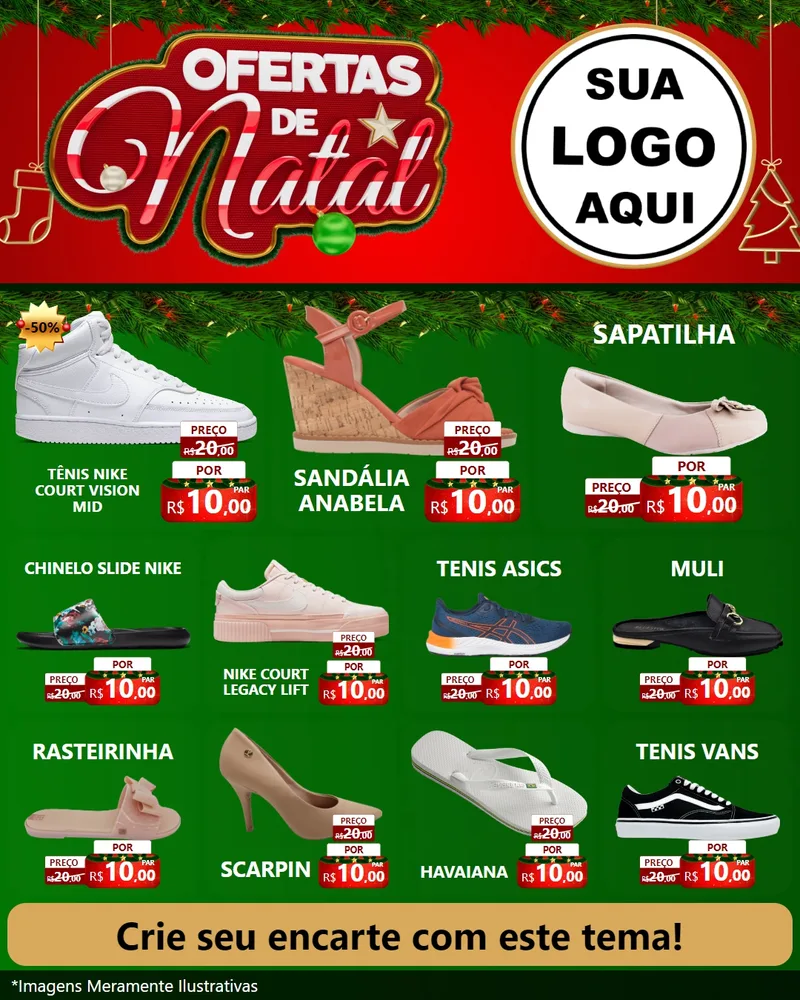Modelo de Rede Social para Feed Instagram com o tema Ofertas de Natal para Calçados