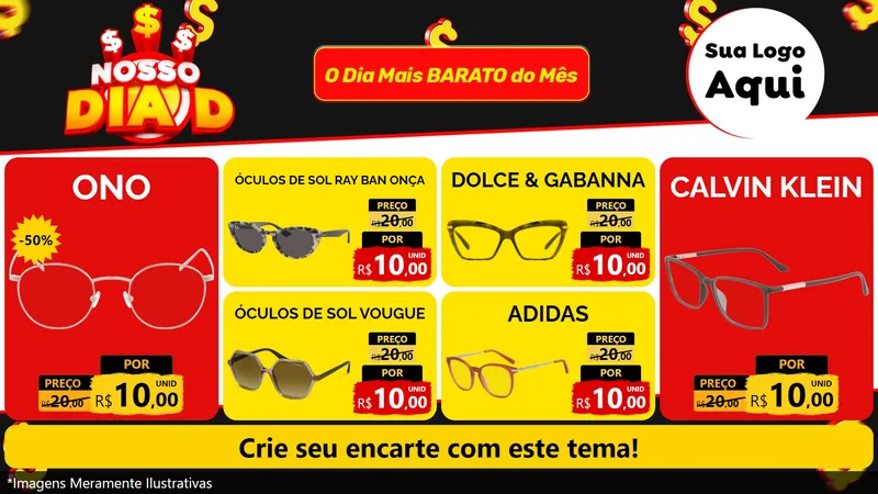 Modelo de TV para TV Horizontal com o tema Nosso Dia D para Óticas