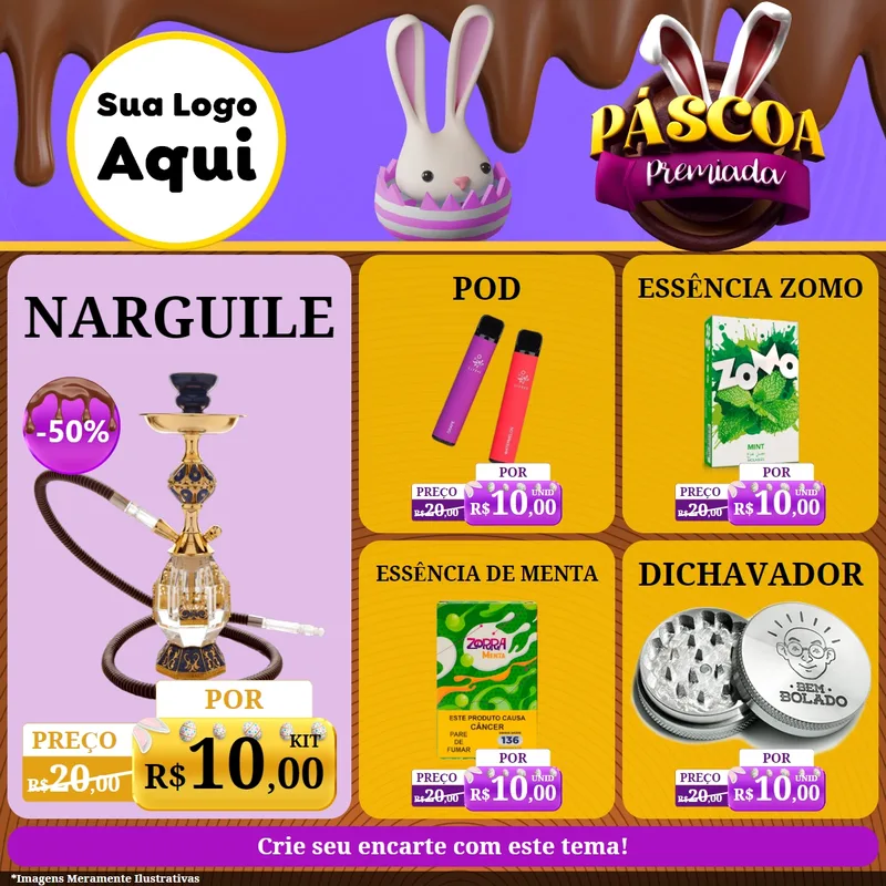 Modelo de Rede Social para Feed Facebook com o tema Páscoa Premiada para Tabacaria