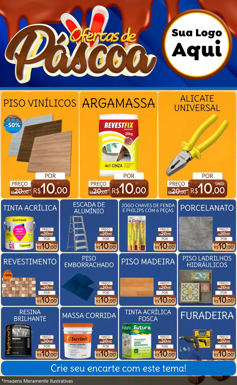 Modelo de Encarte para Encarte Grande com o tema Ofertas de Páscoa para Material para Construção