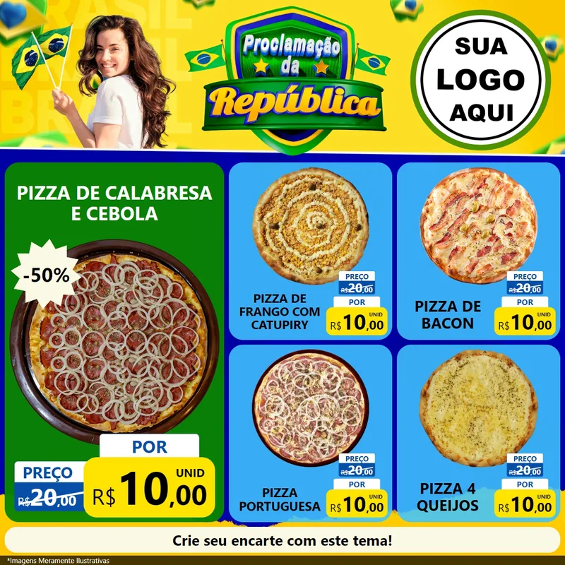Modelo de Rede Social para Feed Facebook com o tema Proclamação da República para Pizzaria