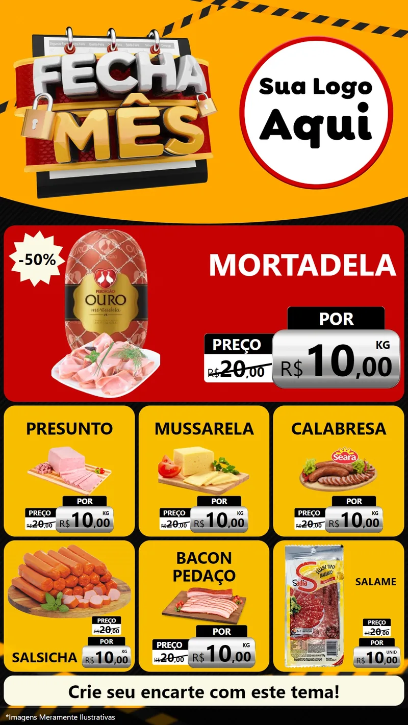 Modelo de Rede Social para Stories com o tema Fecha Mês para Frios e Laticínios