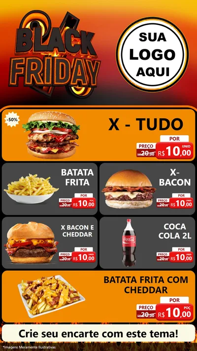 Modelo de TV para TV Vertical com o tema Black Friday para Hamburgueria