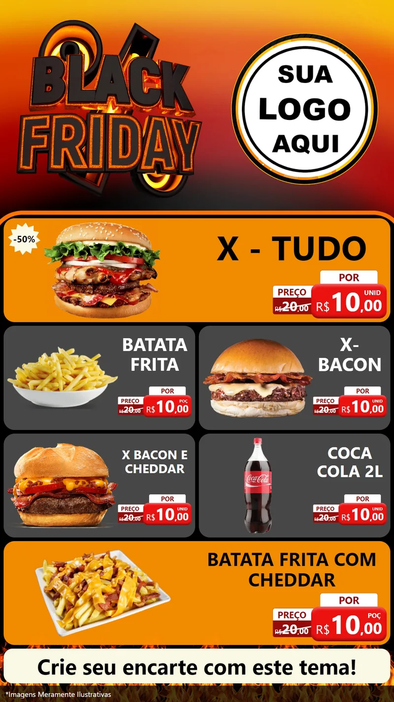 Modelo de TV para TV Vertical com o tema Black Friday para Hamburgueria