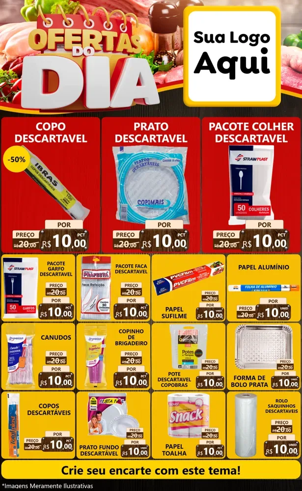 Modelo de Encarte para Encarte Grande com o tema Ofertas do Dia para Embalagens
