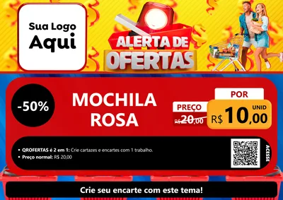 Modelo de Cartaz para Cartaz A4 Horizontal com o tema Alerta de Ofertas para Papelaria