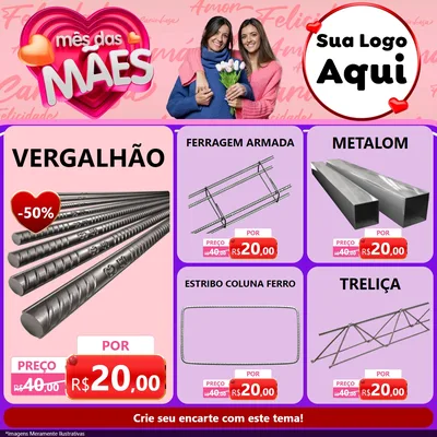 Modelo de Rede Social para Feed Facebook com o tema Mês Das Mães para Ferragens