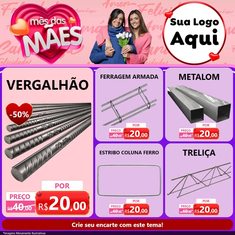Modelo de Rede Social para Feed Facebook com o tema Mês Das Mães para Ferragens