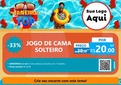 Modelo de Cartaz para Cartaz A4 Horizontal com o tema Janeiro Top para Cama, Mesa e Banho