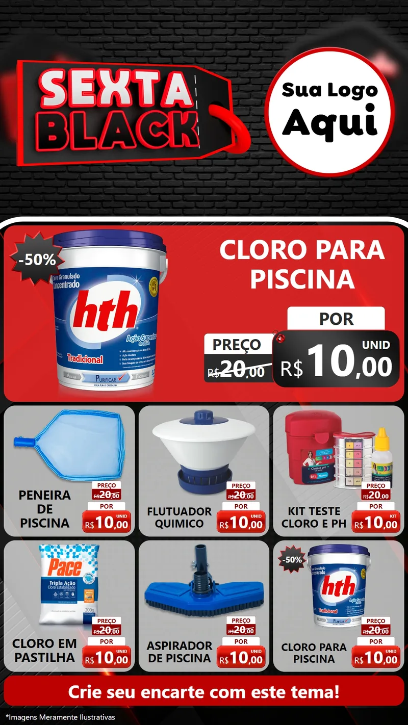 Modelo de Rede Social para Stories com o tema Sexta Black para Produtos para Piscina
