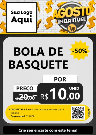 Modelo de Cartaz para Cartaz A4 Vertical com o tema Agosto imbatível para Artigos Esportivos