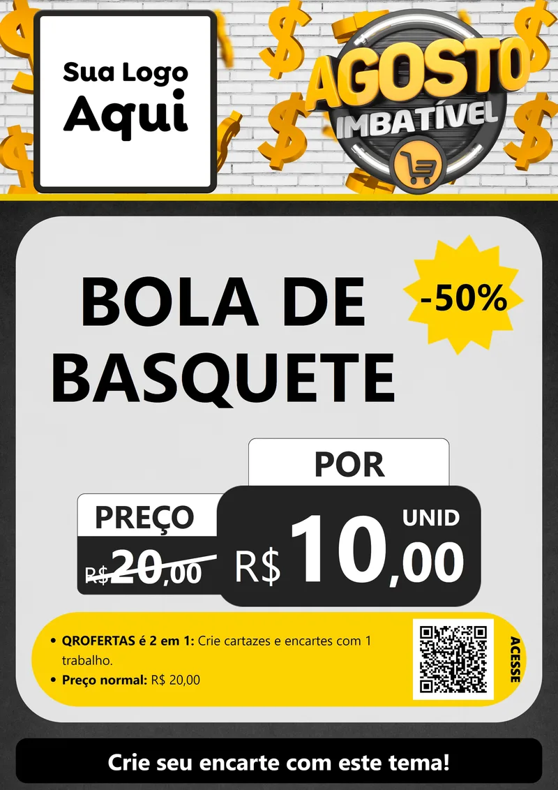 Modelo de Cartaz para Cartaz A4 Vertical com o tema Agosto imbatível para Artigos Esportivos