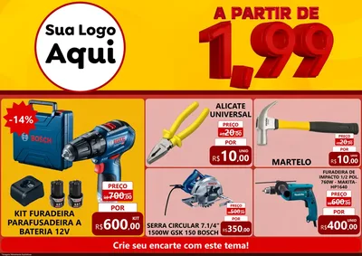 Modelo de Encarte para Encarte A4 Horizontal com o tema A Partir de Um e Noventa e Nove - 1,99 para Maquinas e Ferramentas