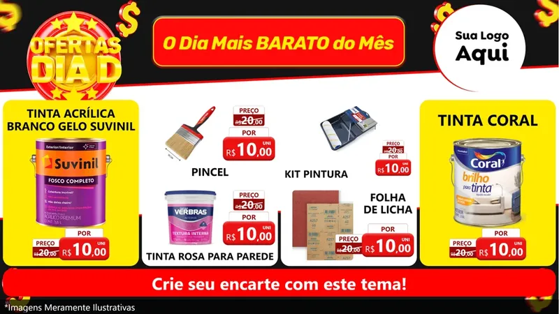 Modelo de TV para TV Horizontal com o tema Dia D para Tintas e Ferramentas
