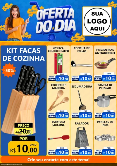 Modelo de Encarte para Encarte A4 Vertical com o tema Oferta do Dia para Utilidades Domésticas