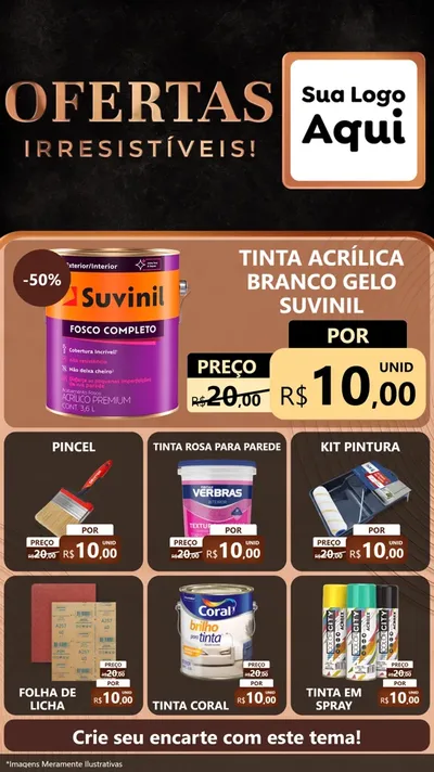 Modelo de Rede Social para Stories com o tema Ofertas Irresistíveis! para Tintas e Ferramentas