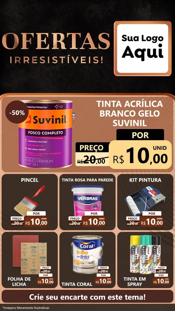 Modelo de Rede Social para Stories com o tema Ofertas Irresistíveis! para Tintas e Ferramentas