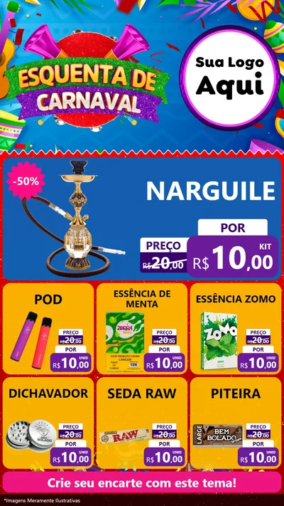 Modelo de Rede Social para Stories com o tema Esquenta de Carnaval para Tabacaria