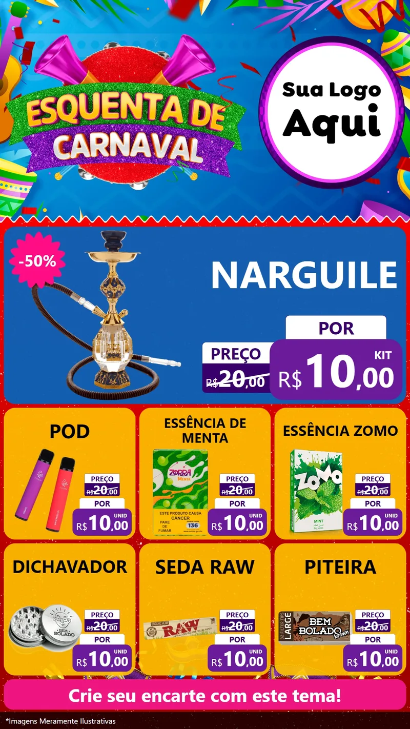 Modelo de Rede Social para Stories com o tema Esquenta de Carnaval para Tabacaria