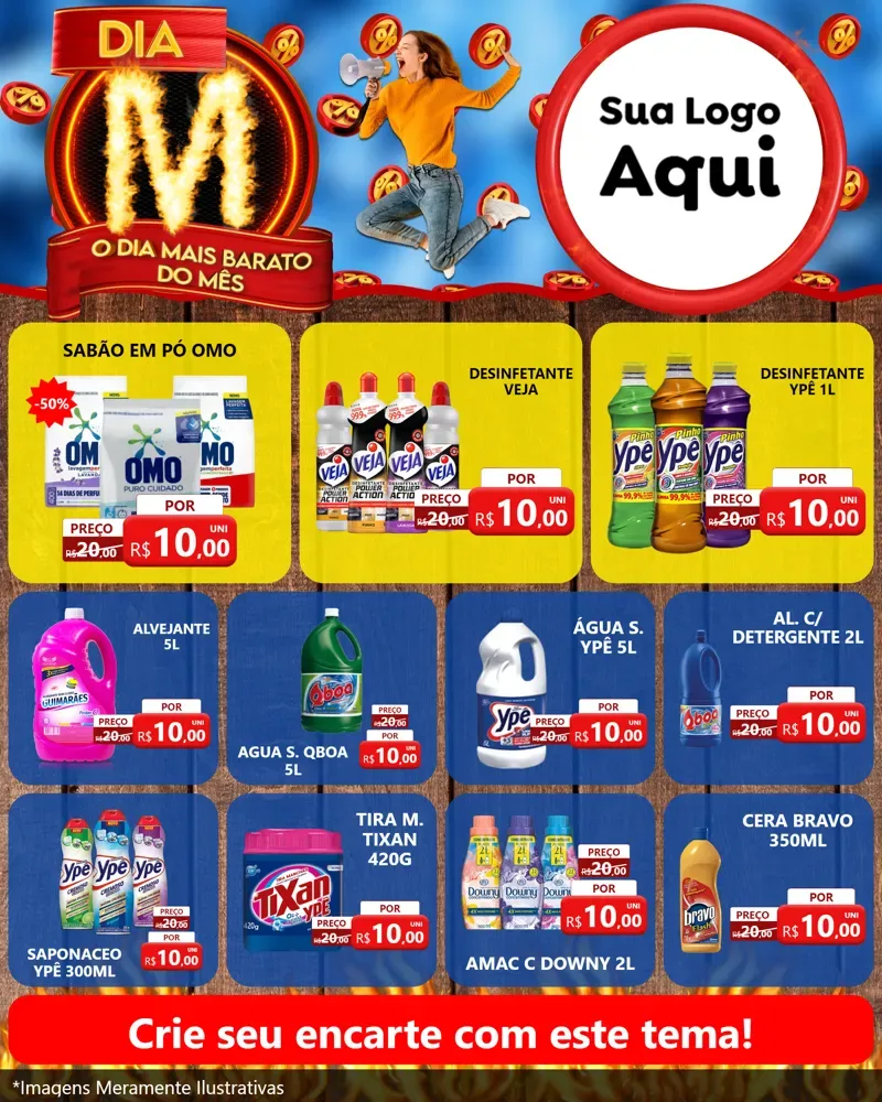 Modelo de Rede Social para Feed Instagram com o tema Dia M - O Dia Mais Barato Do Mês para Produtos de Limpeza