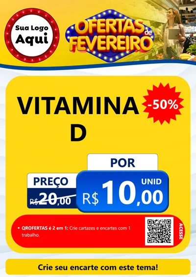 Modelo de Cartaz para Cartaz A4 Vertical com o tema Ofertas de Fevereiro para Farmácia