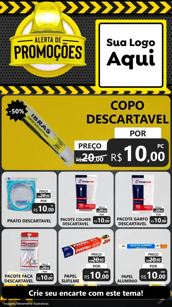 Modelo de Rede Social para Stories com o tema Alerta de Promoções para Embalagens
