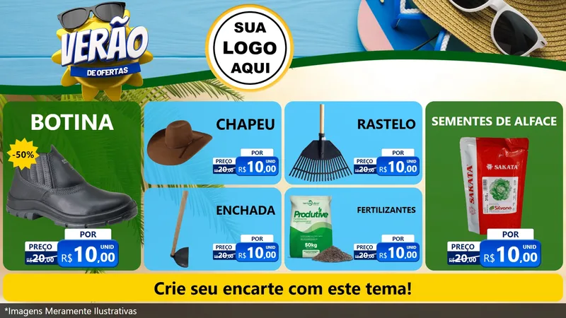 Modelo de TV para TV Horizontal com o tema Verão de Ofertas para Agropecuária
